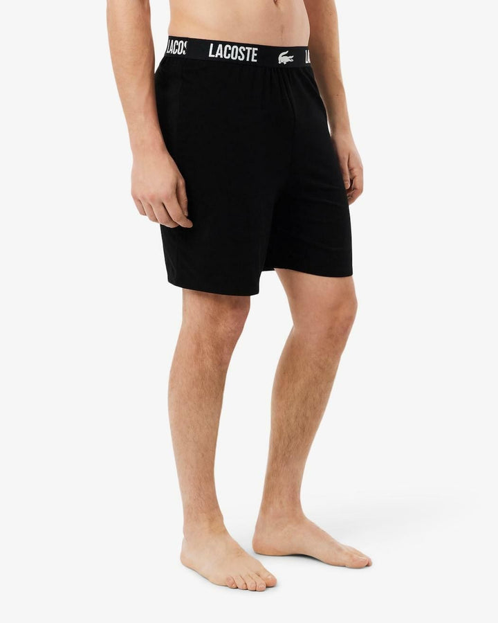 Translation missing: en.Lacoste Men's Straight Fit Logo Band Pajama Shorts Black-Size Small Cotton Blend