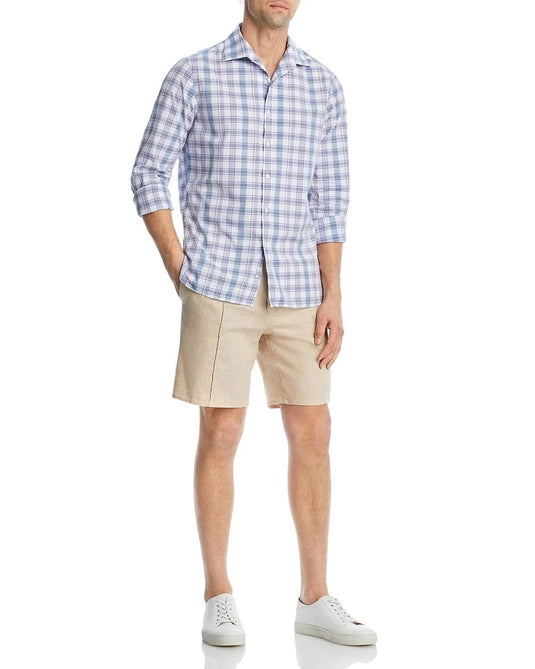 Translation missing: en.The Men's Store at Major Dept Store Casual Stretch Plaid Slim Shirt Blue-XL