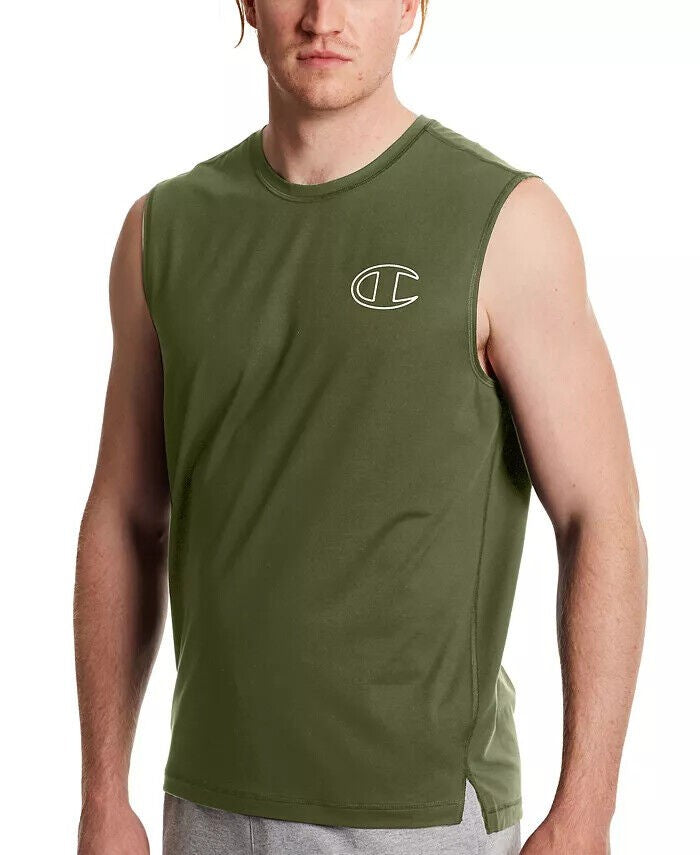 Translation missing: en.Champion Men's Script Tank Top in Cargo Olive-Size Small