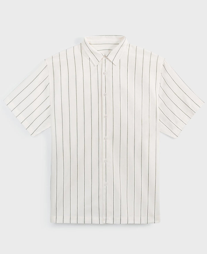 Translation missing: en.Mode of One Mens Relaxed-Fit Striped  Woven Button Shirt Neo Natural-Large