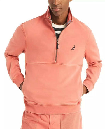 Translation missing: en.Nautica Mens Long Sleeve Half-Zip Sweatshirt Size Medium Mineral Red Classic Fit