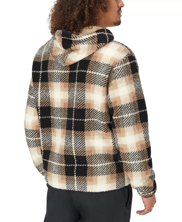 Translation missing: en.Champion Plaid Faux-Shearling Pullover Hoodie Joaquin Plaid Tan Dunes-XL