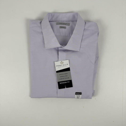 Translation missing: en.Perry Ellis Men's Modern-Fit Lux Twill Solid Dress Shirt - Purple -8-18.5 36/37