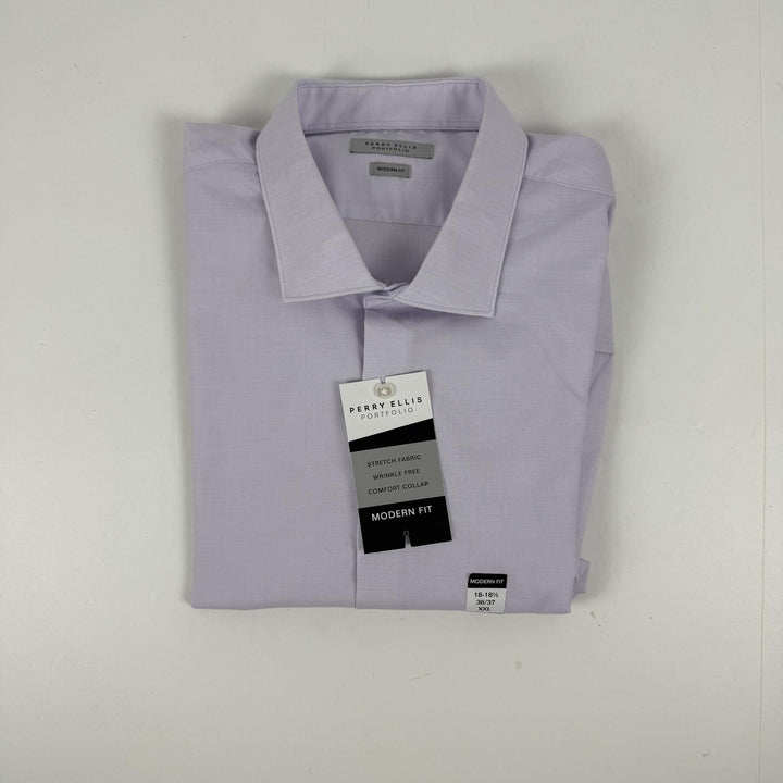 Translation missing: en.Perry Ellis Men's Modern-Fit Lux Twill Solid Dress Shirt - Purple -8-18.5 36/37