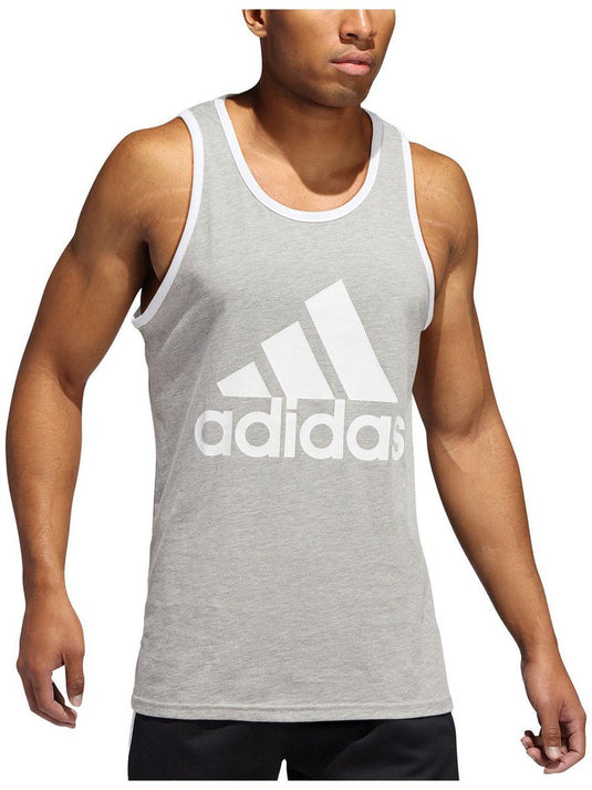 Translation missing: en.adidas Men's Badge Of Sport Logo Graphic Tank Grey Heather White-Small