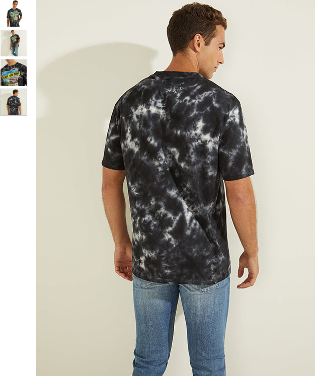 Translation missing: en.Guess Men's Organic Cotton Enjoy The Trip Graphic Tie-Dye T-Shirt Jet Black-XL