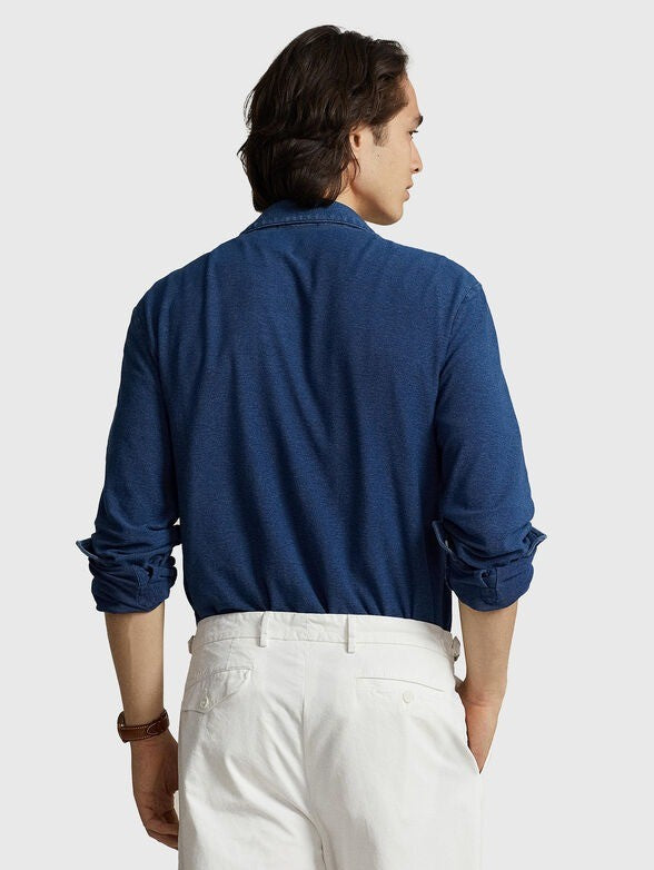 Translation missing: en.Polo Ralph Lauren Men's Indigo Knit Button-Up Shirt in Medium Indigo-Size Large