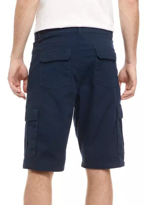 Translation missing: en.Original Blu Rock Belted Cargo Twill Shorts Flat Front Navy-36