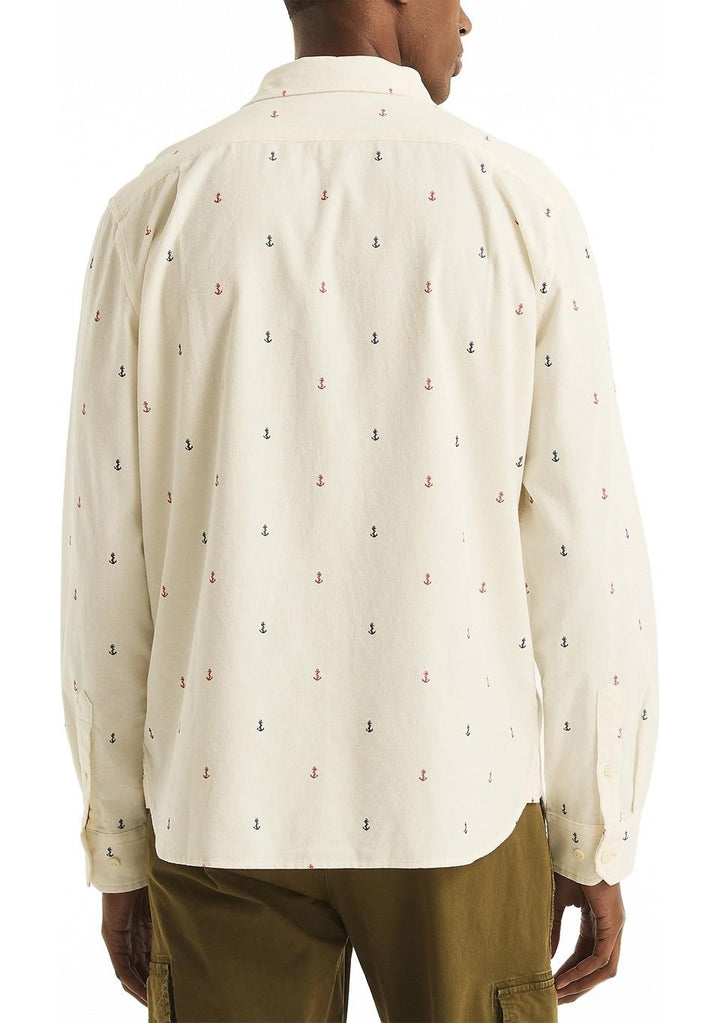 Translation missing: en.Nautica Men's Classic Fit Long Sleeve Corduroy Printed Shirt Marshmallow-Small
