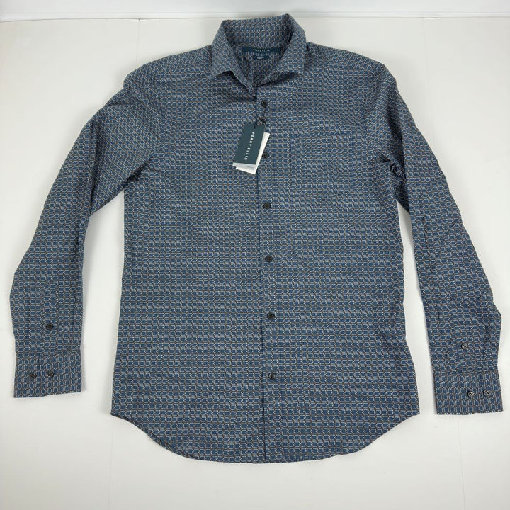 Translation missing: en.Perry Ellis Men's Micro Chain-Pattern Stretch Shirt - Dark Denim-Small