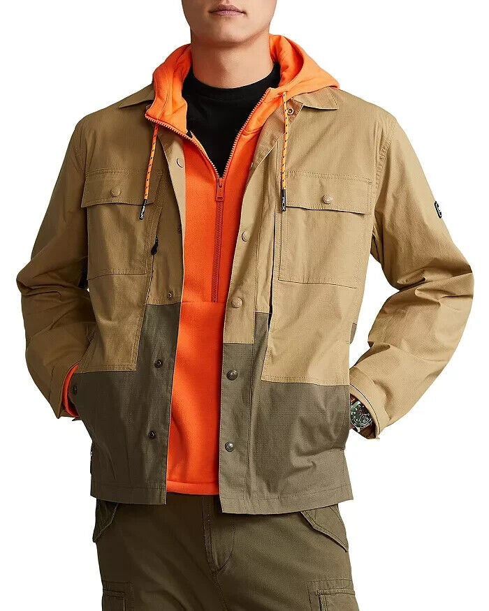 Translation missing: en.RLX Ralph Lauren RLX Cotton Stretch Ripstop Color Blocked Paneled Jacket Khaki-L