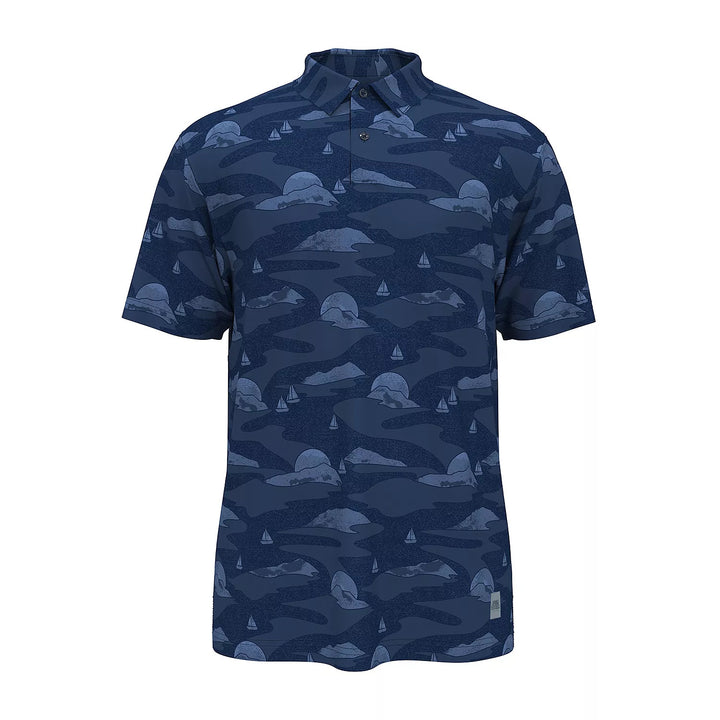 Translation missing: en.PGA Tour Men's Allover Scenic Print Short Sleeve Golf Polo Shirt Insignia Blue-M