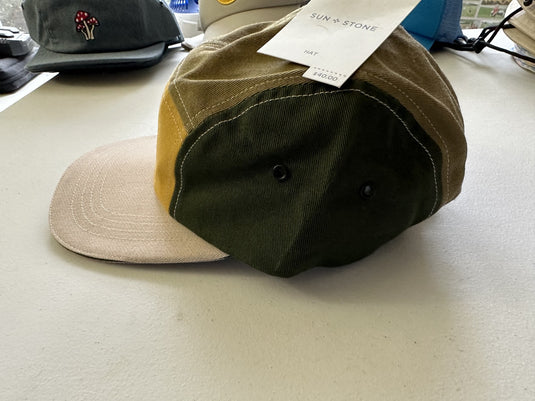Translation missing: en.Sun + Stone Mens Colorblocked Panel Cap Green/Gold Multi-O/S