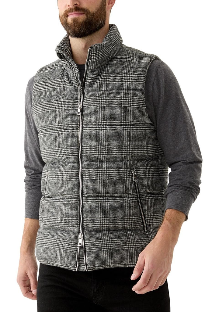 Translation missing: en.Michael Kors Men's Prince of Wales Check Quilted Puffer Vest - Black-Size 2XL