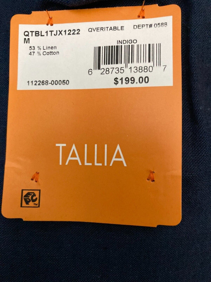 Translation missing: en.Tallia Men's Linen/Cotton Solid Slim Fit Blazer in Indigo-Size Medium 36-38R
