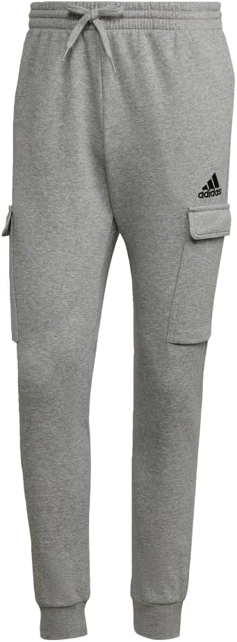 Translation missing: en.adidas Mens Essentials Regular Tapered-Fit Fleece Cargo Joggers Md Gray Htr-2XL