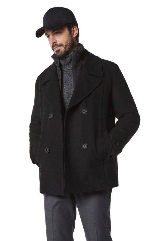Translation missing: en.Marc New York Men's Danton Peacoat with Inset Bib Wool Blend Black-Size XL