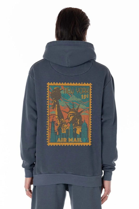 Translation missing: en.Original Paperbacks Men's Airway New York Stamp  Printed Reg Fit Hoodie Slate-XL