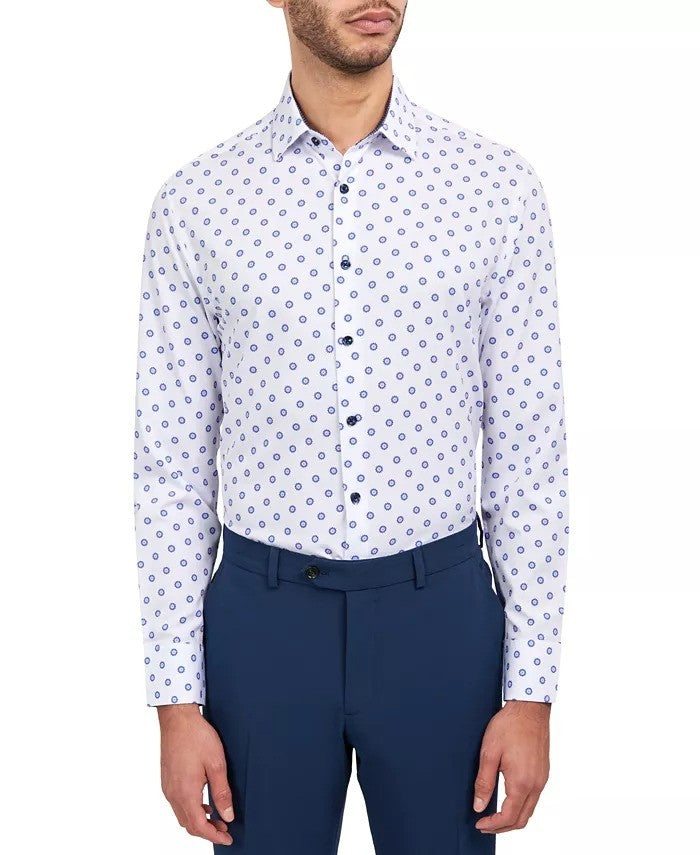 Translation missing: en.ConStruct Men's Slim-Fit Performance Medallion Dress Shirt White/Blue-14-14.5 32