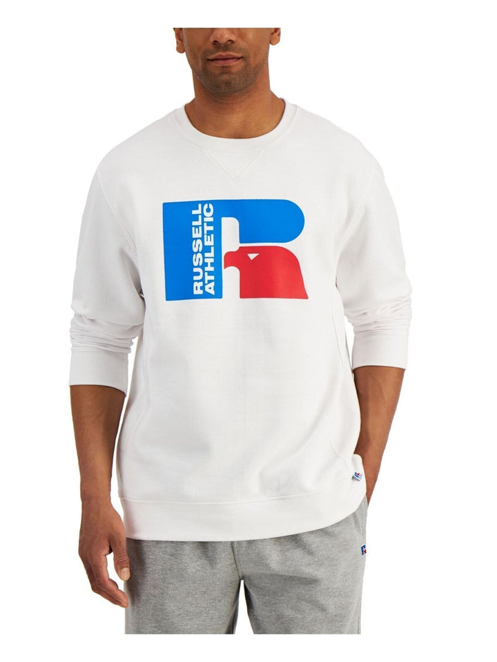 Translation missing: en.Russell Athletic Men's Ricardo Logo-Print Fleece Sweatshirt in White-Small