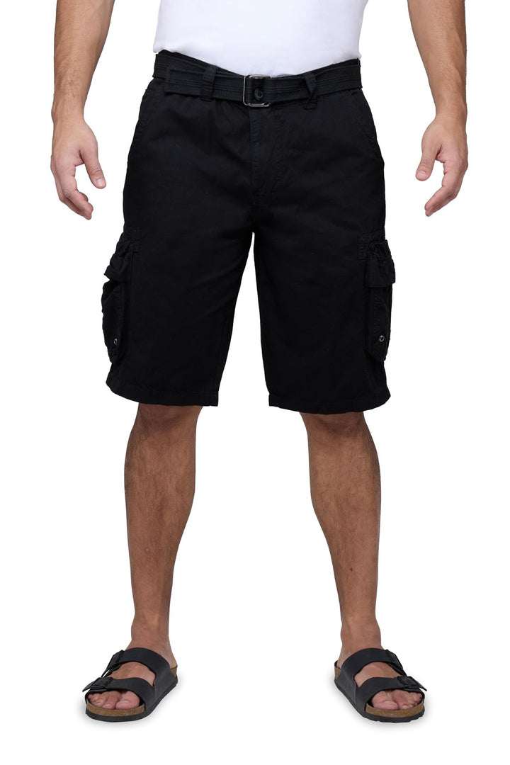 Translation missing: en.RAW X Men's Belted Classic Fit 12.5" Cotton Cargo Shorts Black-Size 38W