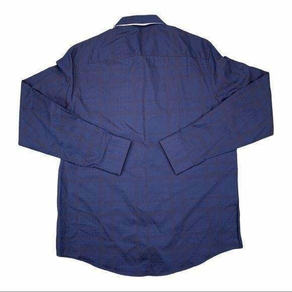 Translation missing: en.Tasso Elba Men's Plaid Jacquard Shirt Navy Combo-Size Small