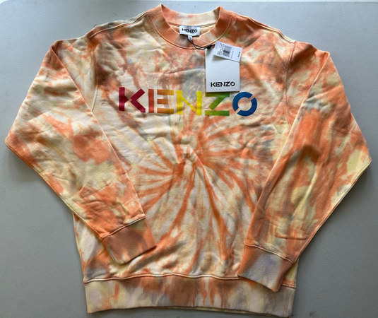 Translation missing: en.Kenzo Men's Cotton Tie Dyed Logo Print Classic Fit Crewneck Sweatshirt Peach-Sm