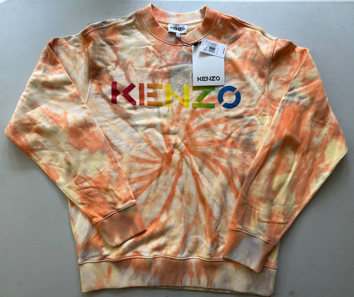 Translation missing: en.Kenzo Men's Cotton Tie Dyed Logo Print Classic Fit Crewneck Sweatshirt Peach-Sm