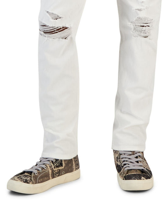 Translation missing: en.Sun + Stone Men's Lorcan Destroyed Slim-Fit Jeans in Blanco Wash White-29/32