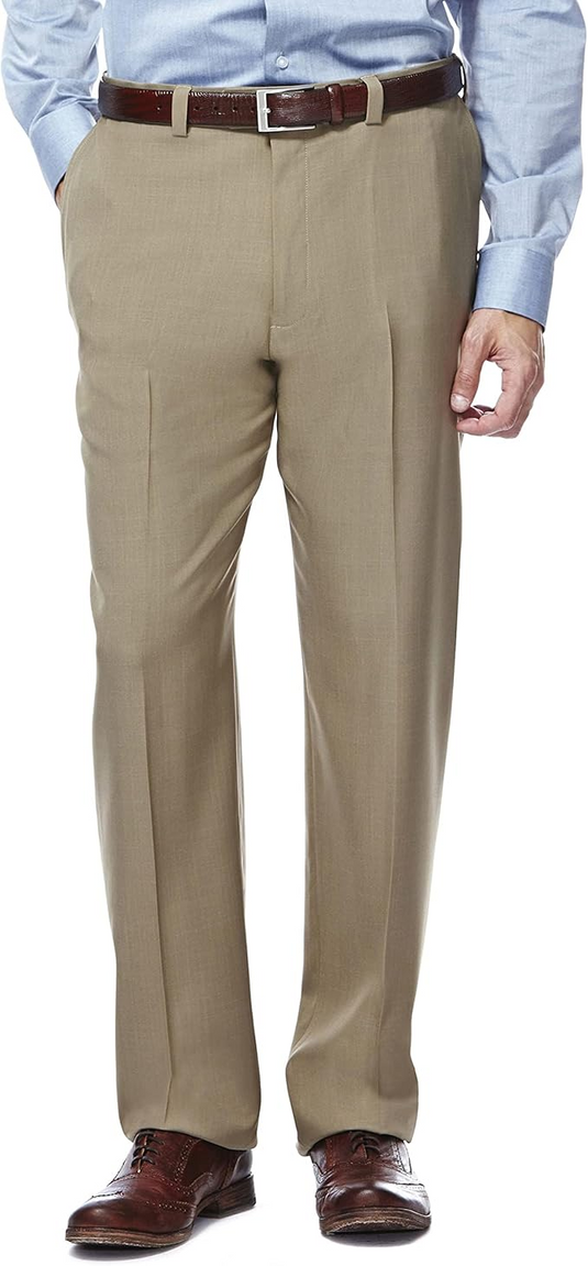 Translation missing: en.Haggar Men's Dress Pants 42x32 Taupe Eclo Stria Classic Fit Flat Front