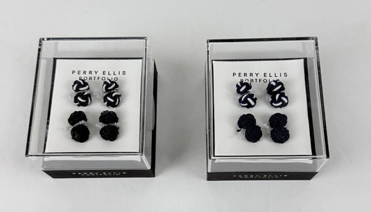 Translation missing: en.Perry Ellis Portfolio Men's Silk Knot Cufflinks - Black or Navy