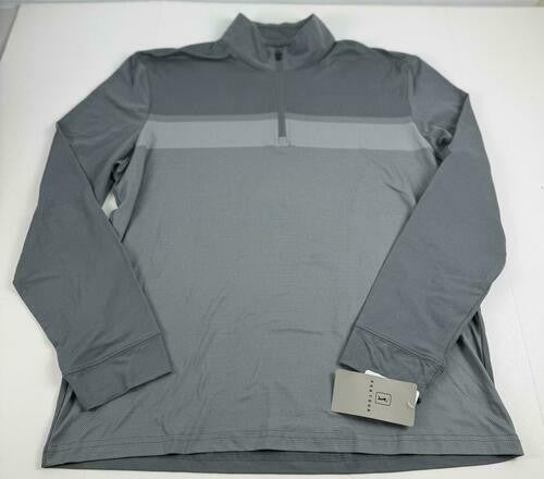 Translation missing: en.PGA Tour Chest Stripe Ombre Long Sleeve Quarter-Zip Golf Sweater Gray Size XL