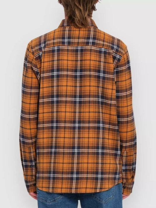 Translation missing: en.Volcom Men's Caden Plaid Classic Fit Flannel Shirt Chestnut Brown, Small
