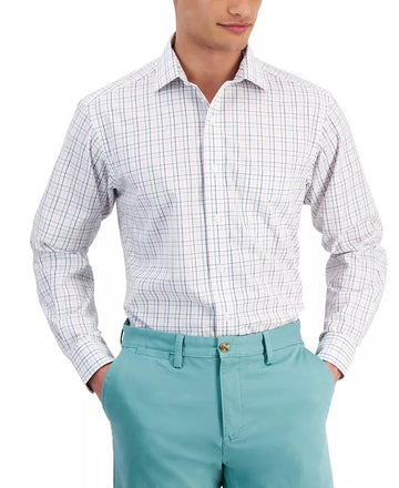 Translation missing: en.Club Room Dress Shirt Men's 16 34/35 Green Pink Regular-Fit Letto Plaid