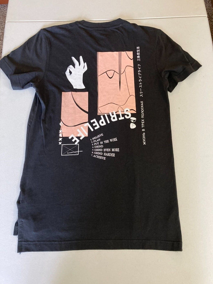 Translation missing: en.Adidas Men's Sportwear Graphic Tee Stripe Life in Black-Size Small