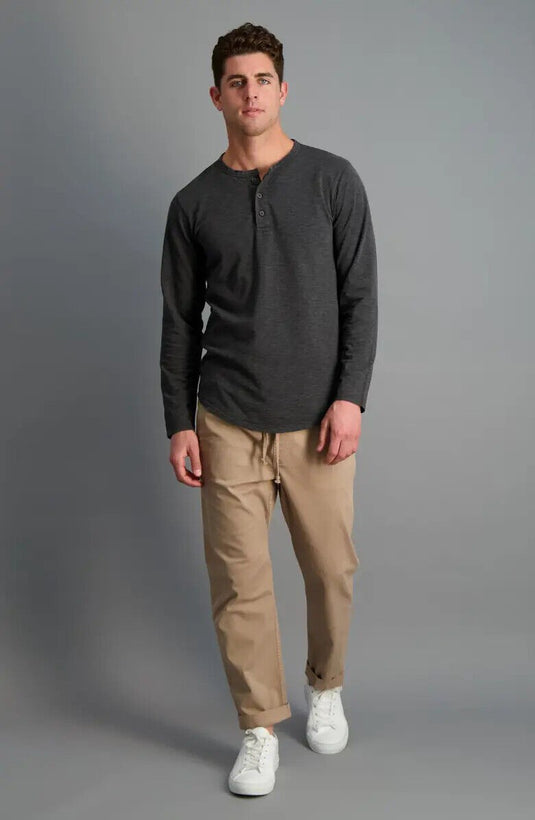 Translation missing: en.And Now This Men's Long Sleeve Henley T-Shirt in Black-Size 2XL