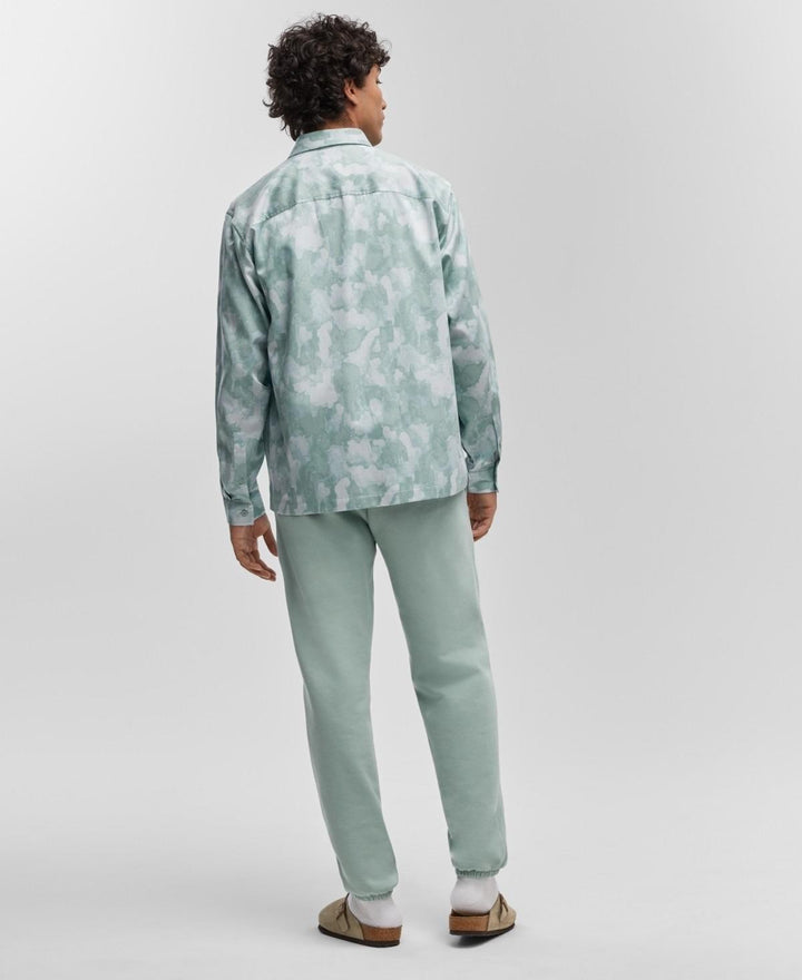 Translation missing: en.Mode of One Men's Relaxed-Fit Printed Button-Up Shirt Blue Fin-Medium