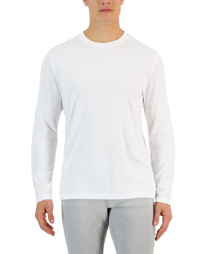 Translation missing: en.Alfani Alfatech Long Sleeve Crewneck T-Shirt Bright White-2XL