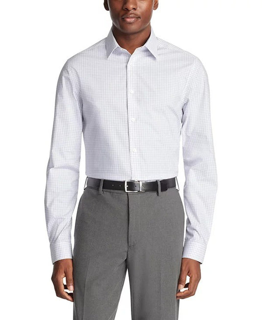 Translation missing: en.Calvin Klein Steel+, Dress Shirt Men's 16.5 32/33 Blue Multi Slim Fit Stretch