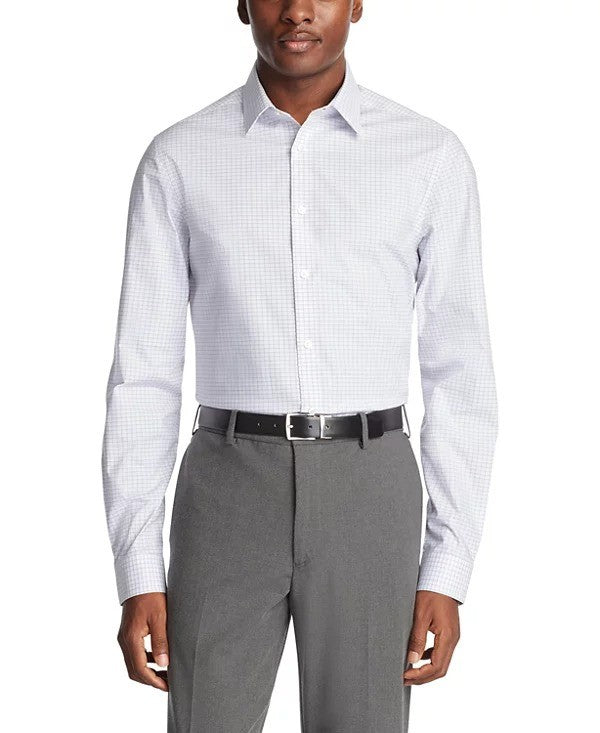 Translation missing: en.Calvin Klein Steel+, Dress Shirt Men's 16.5 32/33 Blue Multi Slim Fit Stretch
