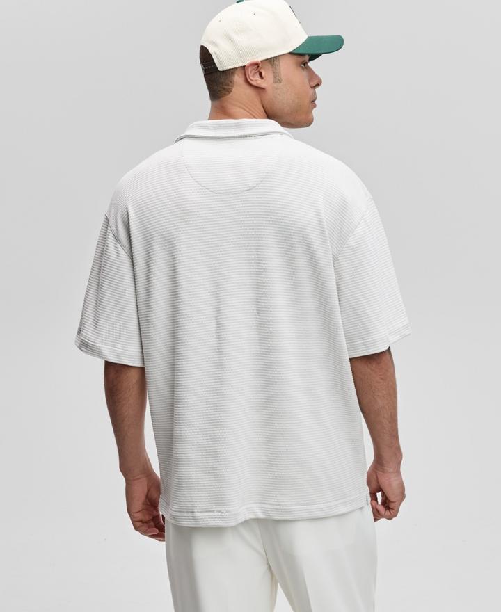 Translation missing: en.Mode of One Men's Textured Knit Polo Shirt Relaxed Fit Bleached Oak-XL