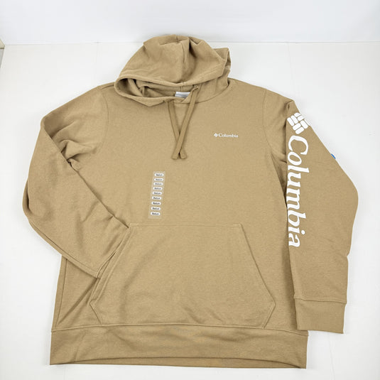 Translation missing: en.Columbia Men's Trek Sleeve Logo Hoodie Cotton Blend in Delta Brown-Size Medium
