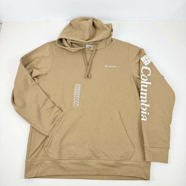 Translation missing: en.Columbia Men's Trek Sleeve Logo Hoodie Cotton Blend in Delta Brown-Size Medium