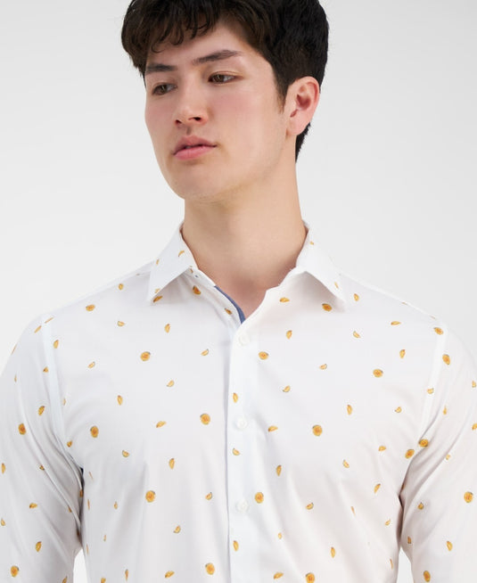 Translation missing: en.Bar III Dress Shirt Men's S 14-14.5 32/33 Multi Slim-Fit Melon Print Stretch