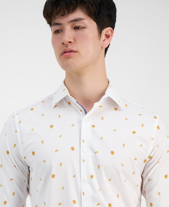 Translation missing: en.Bar III Dress Shirt Men's S 14-14.5 32/33 Multi Slim-Fit Melon Print Stretch
