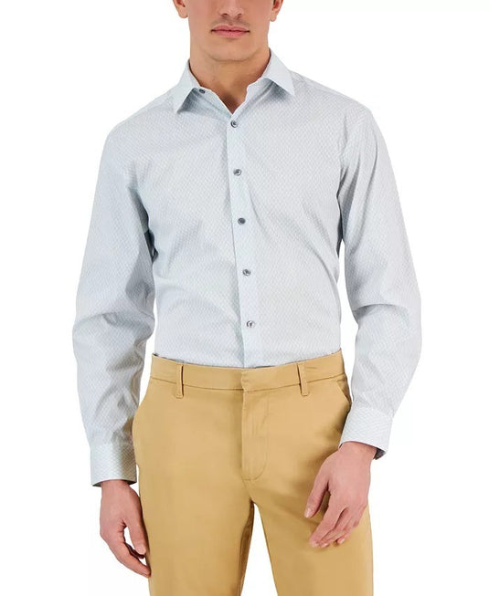 Translation missing: en.Alfani Mens Regular Fit Stain Resistant Honeycomb Dress Shirt Teal 14-14.5 32/33