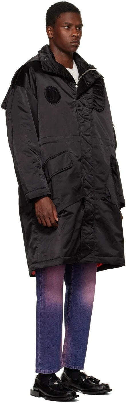 Translation missing: en.ETUDES Ohio Men's Black Long Padded Zipped-Hood Coat-EU 50 US Large