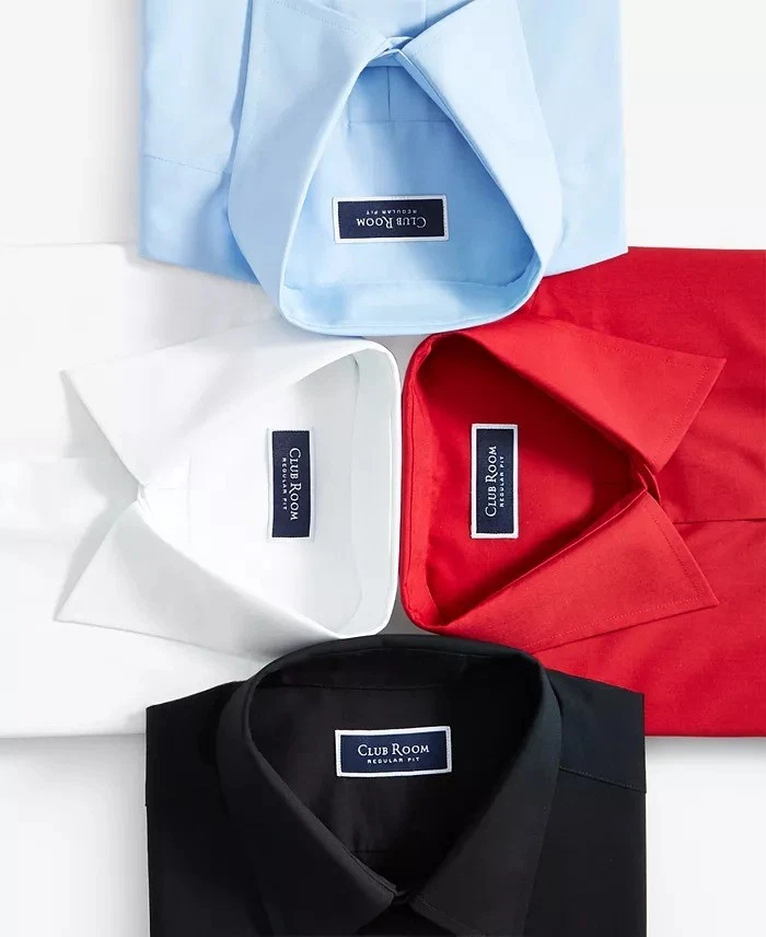 Translation missing: en.Club Room Men's Regular Fit Solid Dress Shirt Cotton Blend Placid Blue-14-14.5