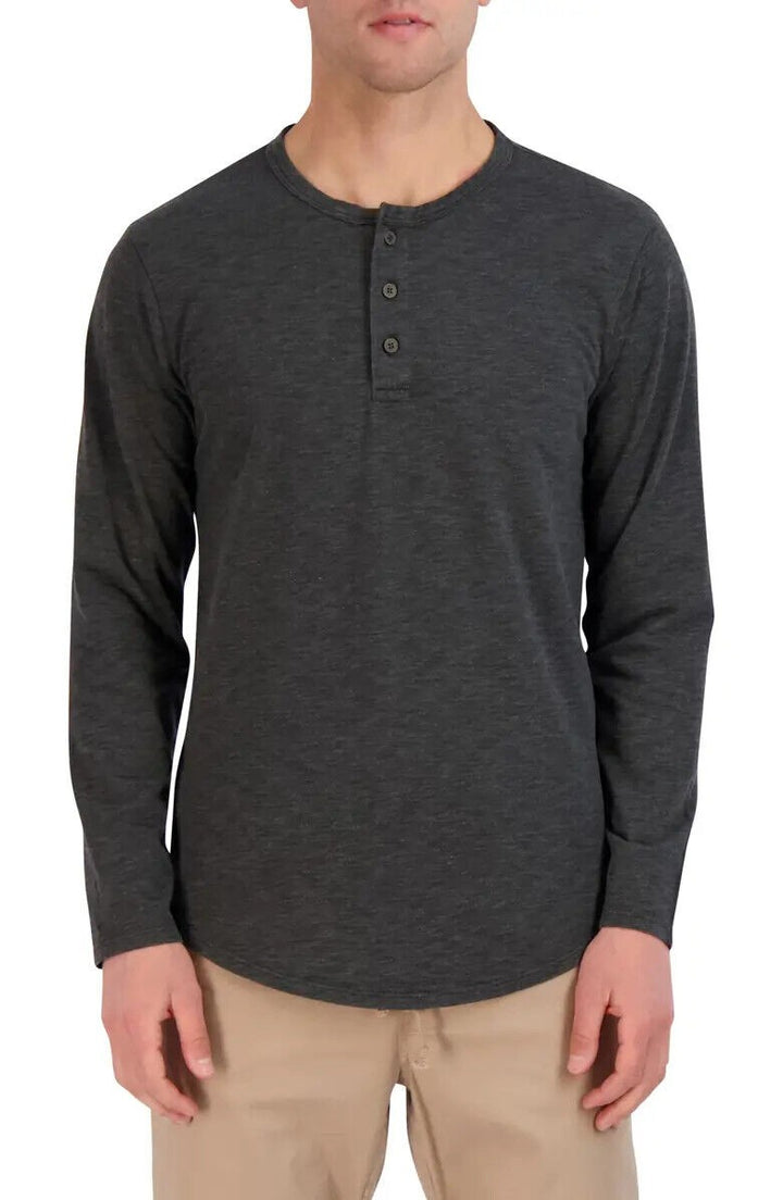Translation missing: en.And Now This Men's Long Sleeve Henley T-Shirt in Black-Size 2XL
