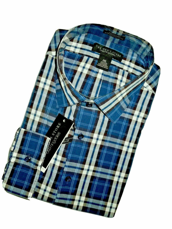 Translation missing: en.The Men's Store Tri-Color Plaid Classic Fit Shirt Navy-Medium